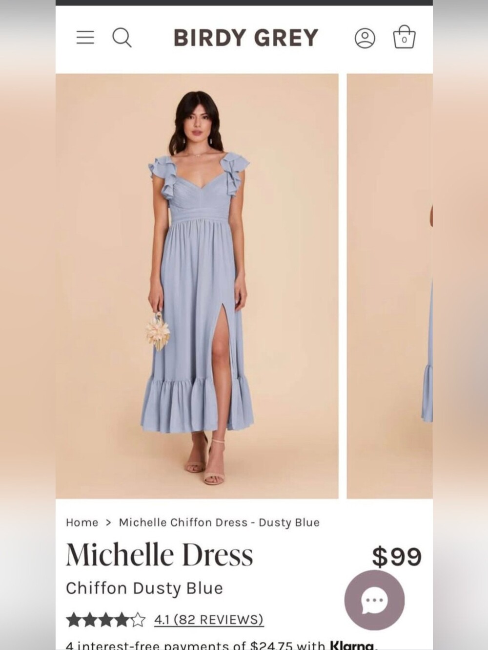 Birdy Grey Michele Light Blue Ruffle Midi Dress